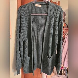 Chunky Knit Cardigan - Teal Green